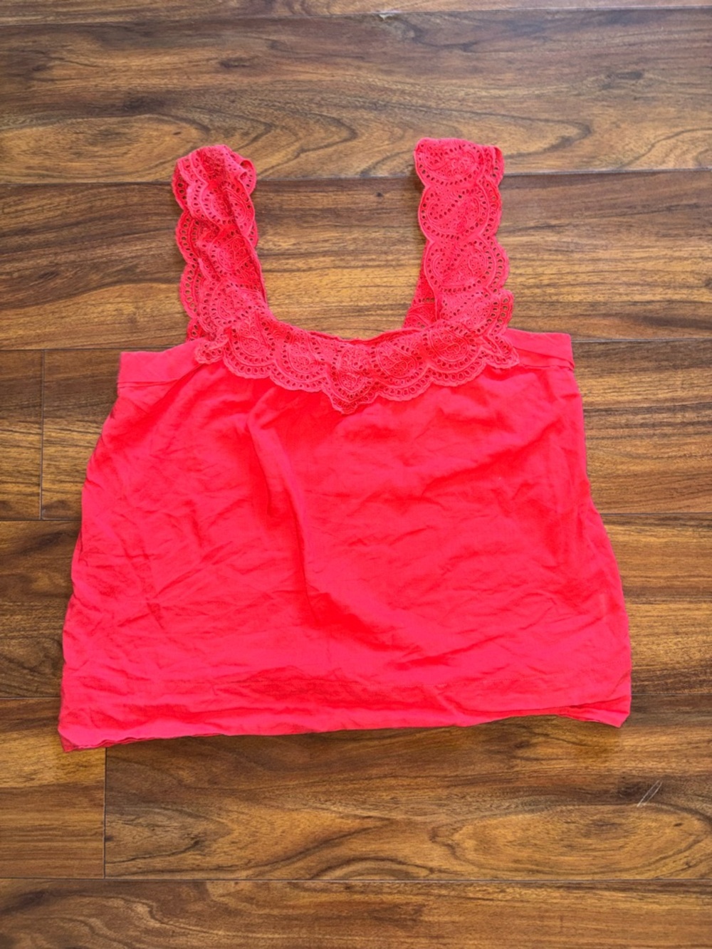 J. Crew Red Lace-Trim Cotton Camisole